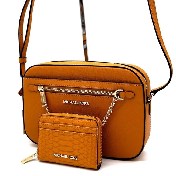 Michael Kors Large EW Crossbody Bag & Medium ZA Card Case Wallet Cider - Picture 2 of 13